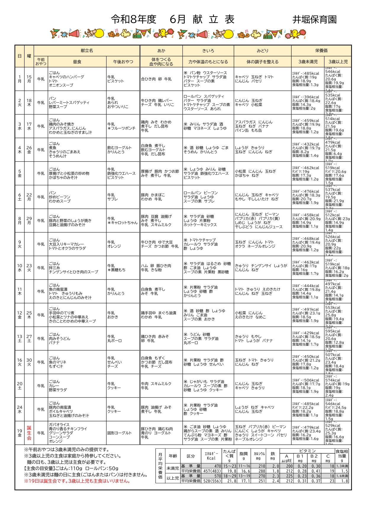 献立表6月号