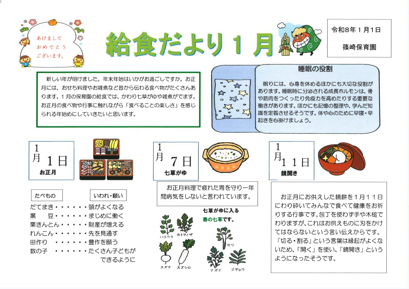 給食だより1月号